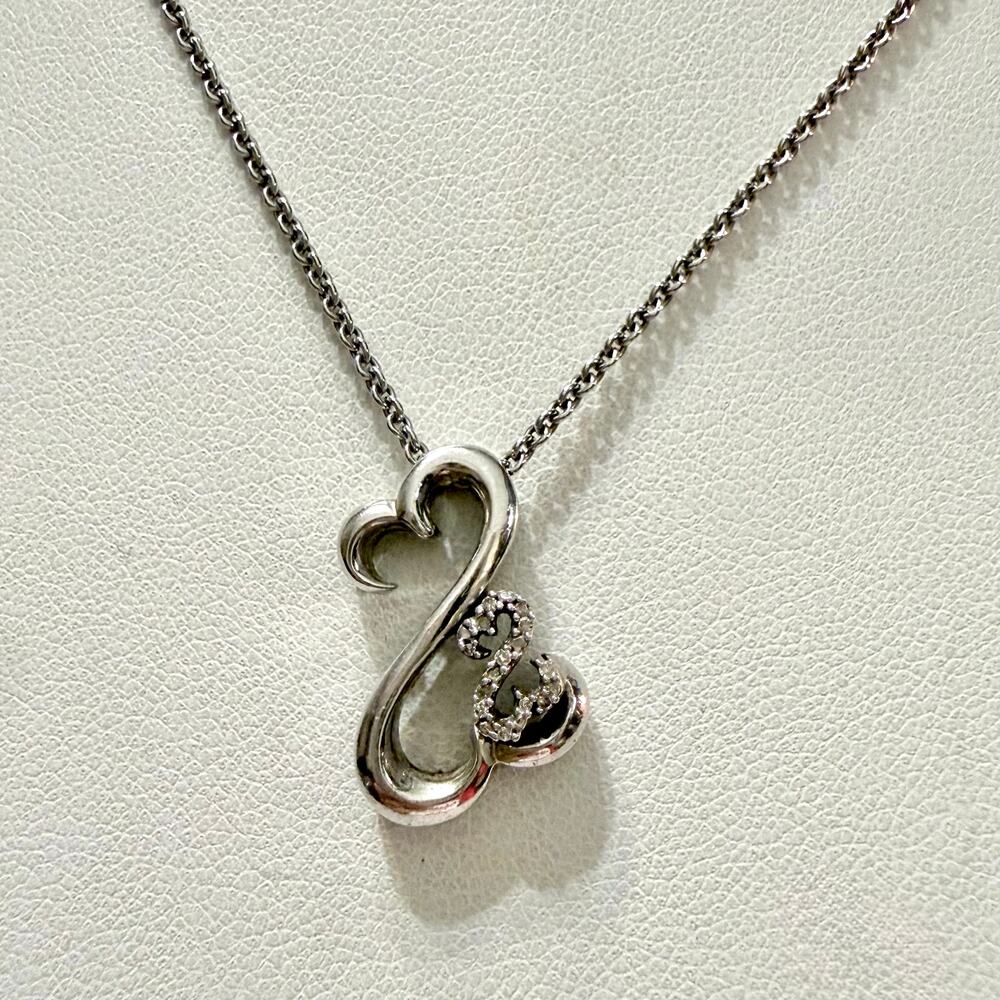 Vtg Jane Seymour Open Heart Sterling Diamond Accent Pendant